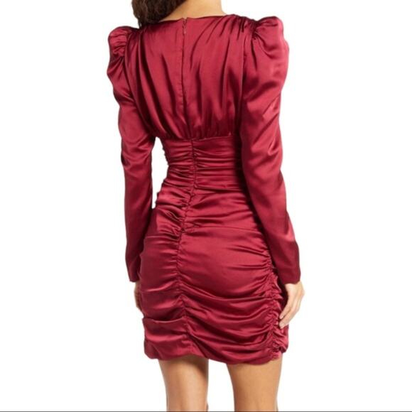 Lavish Alice Long Sleeve Satin Ruched Mini Dress Size 6 NWT - Picture 3 of 10